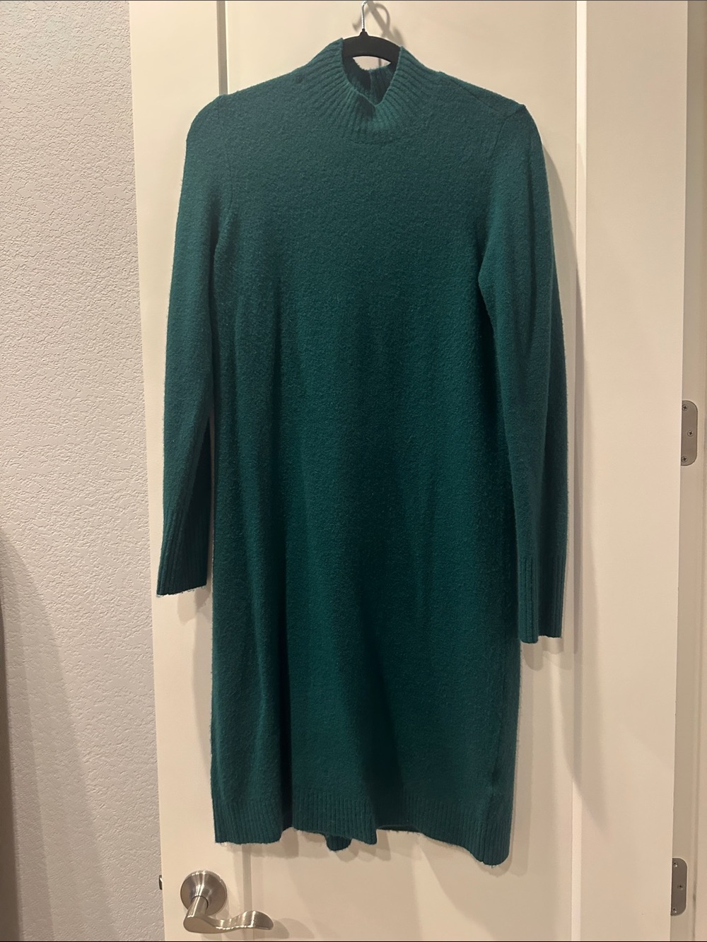 J. Crew Factory Teal Mock-Neck Long-Sleeve Knit Dress
